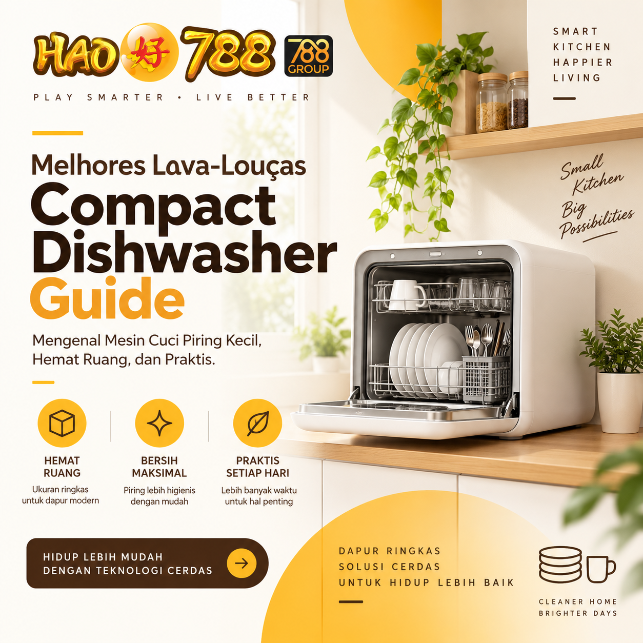 HAO788 | Melhores Lava-Louças Compact Dishwasher Guide: Mengenal Mesin Cuci Piring Kecil, Hemat Ruang, dan Praktis